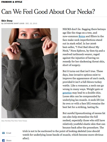 Dr. White featured in New York Times on Less-Invasive Options for Sagging Necks